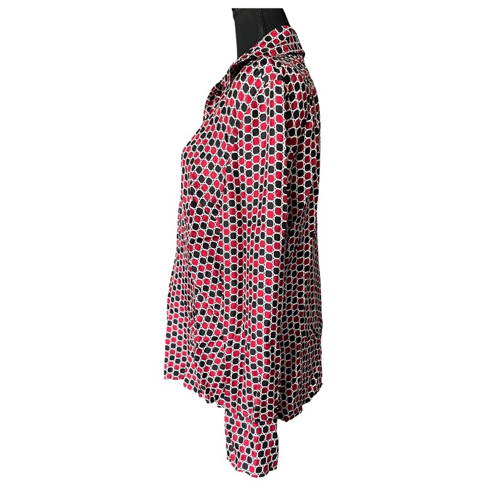 Ann Taylor Red and Black Geometric Blouse - Picture 2 of 4